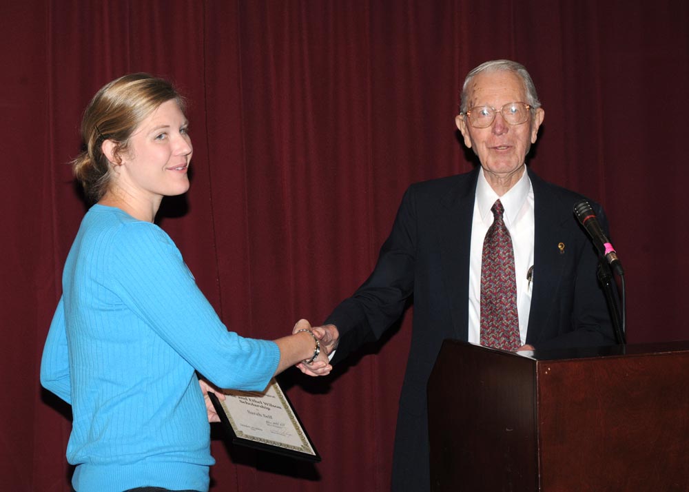 Sarah Self receiving 2009 Wilson Scholarship